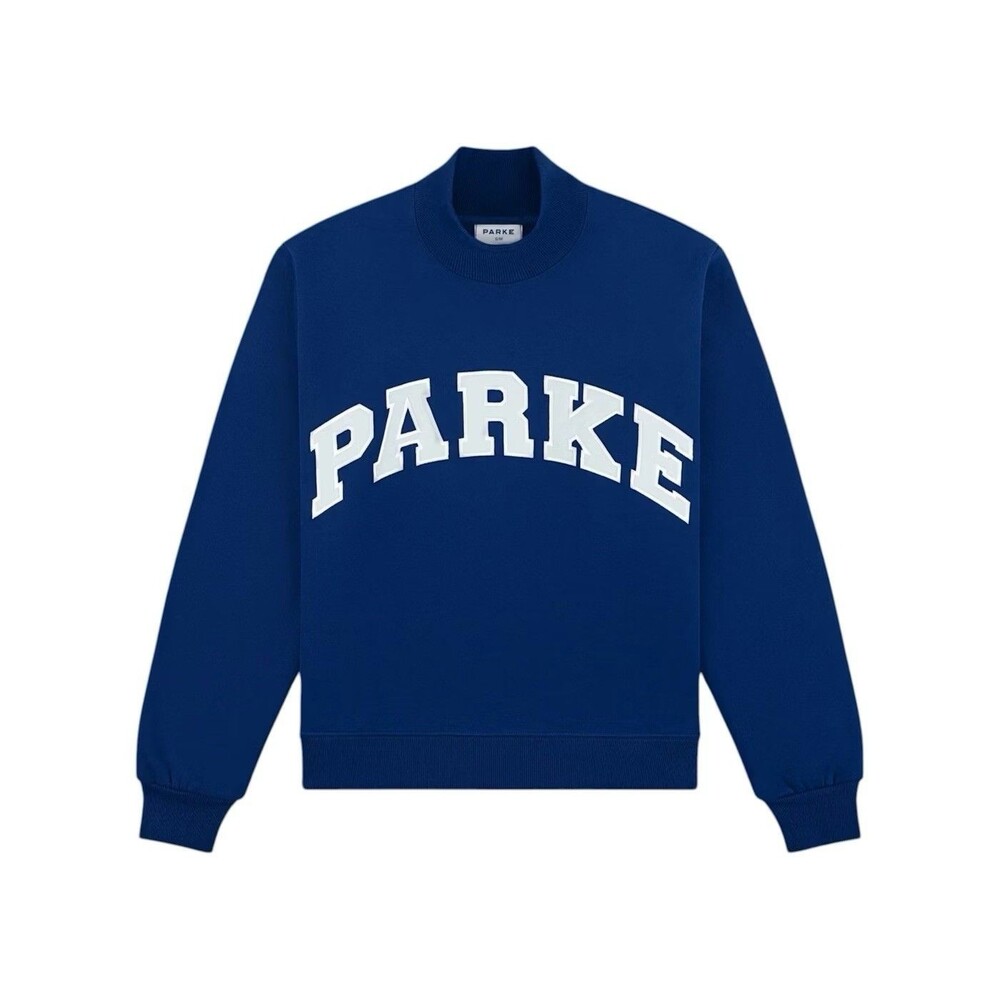 Parke Varsity Blue Turtleneck Sweatshirt In Winter Berry S/M NWOT Fleece